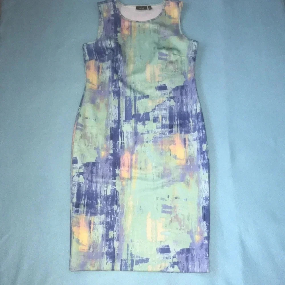 APT. 9 Sleeveless tank dress in pastel colors art to wear abstract New size 14